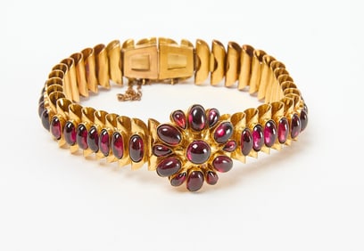 14K Gold Bracelet Set with Garnets
