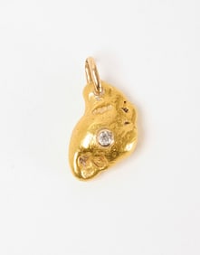 Natural Gold Nugget Pendant with Diamond