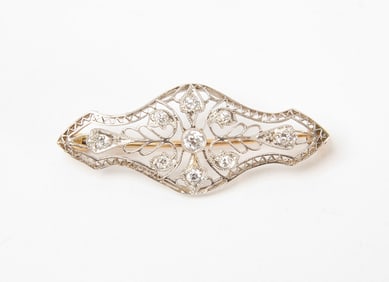 Platinum Filagree Pin with Diamonds