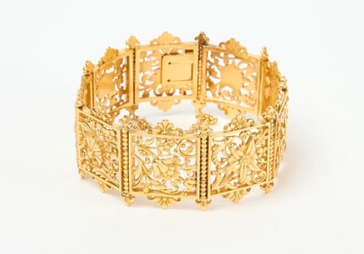 Third Republic Period: Art Nouveau 18K Gold Bracelet