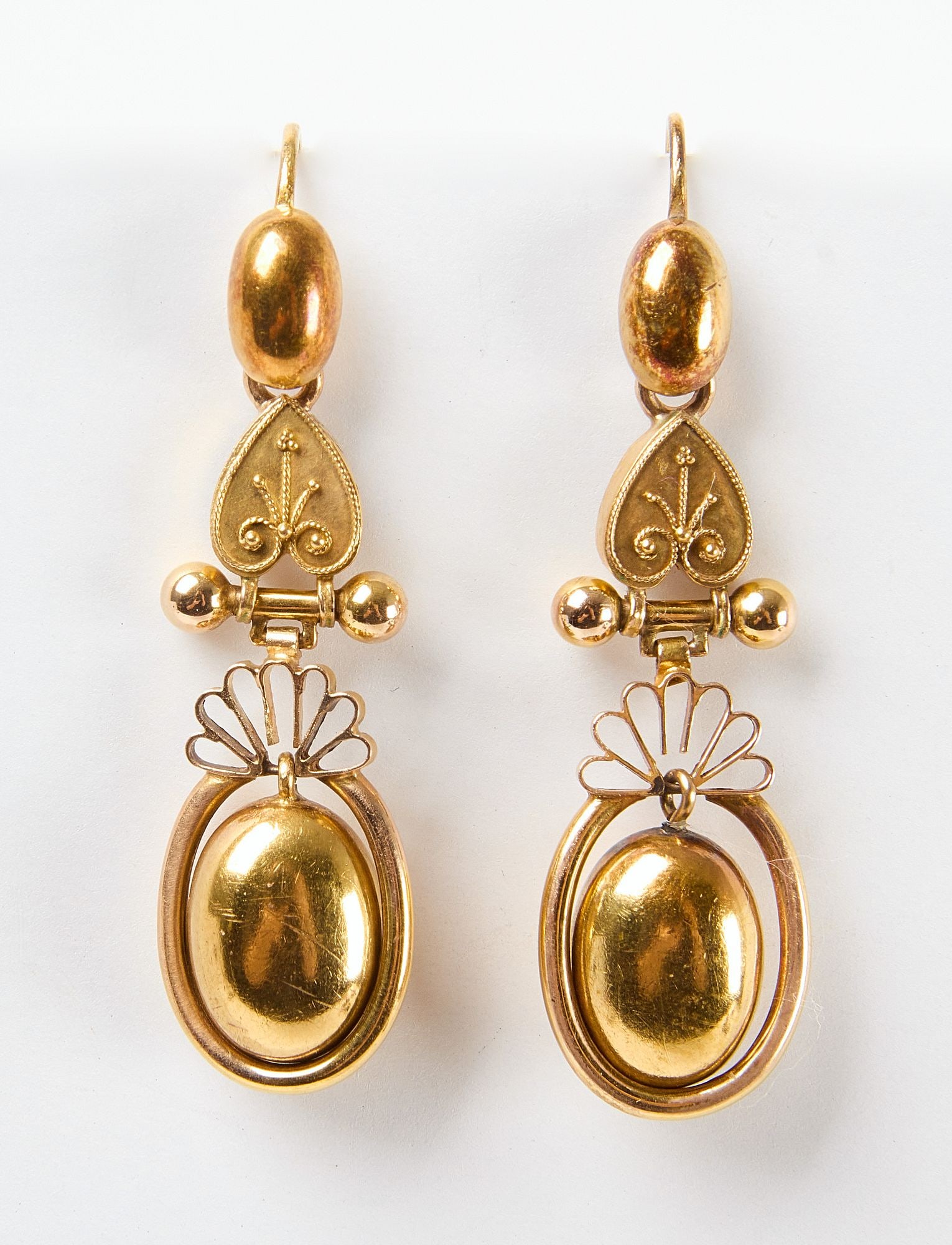 Victorian Etruscan Revival Gold Drop Earrings (1 of 3)