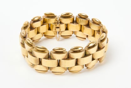 Victorian 15k Gold Brick-Link Bracelet