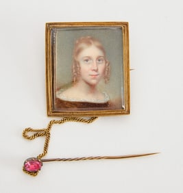 Miniature Portrait of a Girl and Stickpin