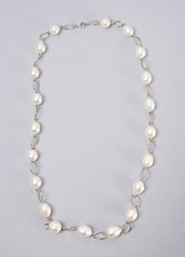14k White Gold and South Sea Pearl Necklace