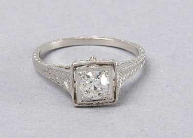 Ladies Platinum and Diamond Filigree Ring