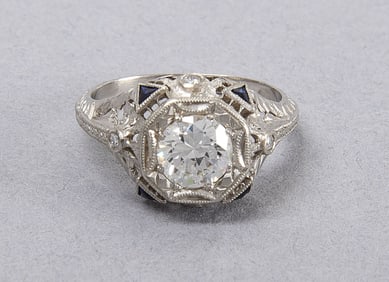 Ladies Platinum and Diamond Filigree Ring