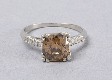 Platinum and Brown Diamond Engagement Ring