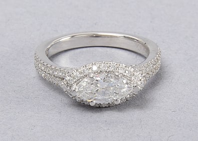 14k White Gold and Diamond Engagement Ring