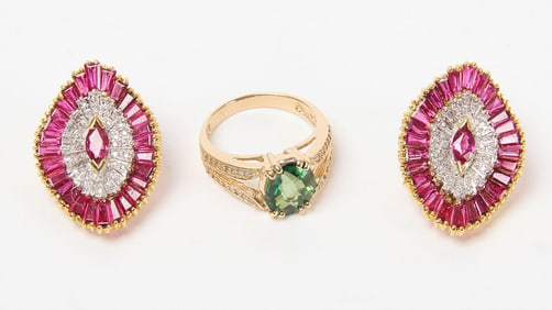 Statement Earrings with Cocktail Ring