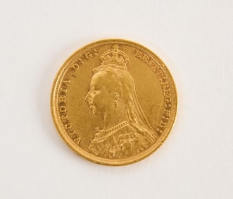 1889 British Sovereign Queen Victoria Gold Coin