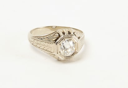 20k White Gold Diamond Filagree Ring