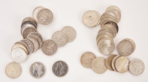 Group of Morgan and Peace Silver Dollars