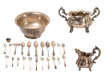 Estate Sterling Group - with Large Bowl Trophy, F.I. Brinck Sugar and Creamer