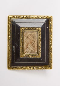 Enameled Brooch with Woven Hair