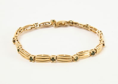 14K Bracelet with Thirteen Cut Stones