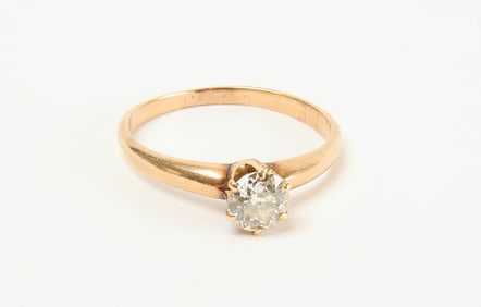 14K Solitaire Diamond Ring