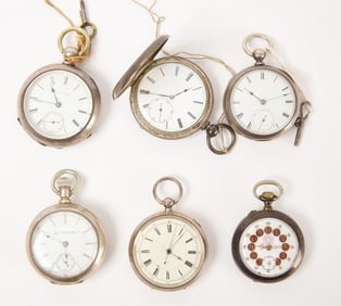 Six Silver Pocket Watches