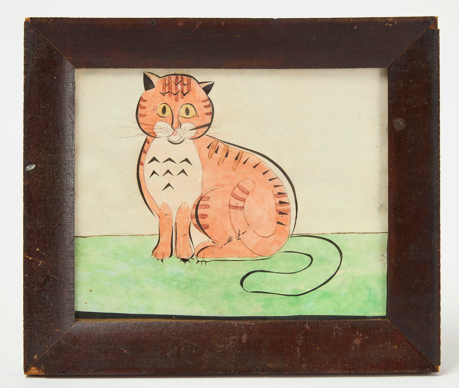 Portrait of a Cat: Portrait of a cat. Watercolor and cutout on paper. American, 19th century. Frame: H 10 in. L 11-1/2 in. Window: H 7 in. L 8-3/4 in. Provenance: Provenance: Kendra and Allan Daniel. Condition: Slight c