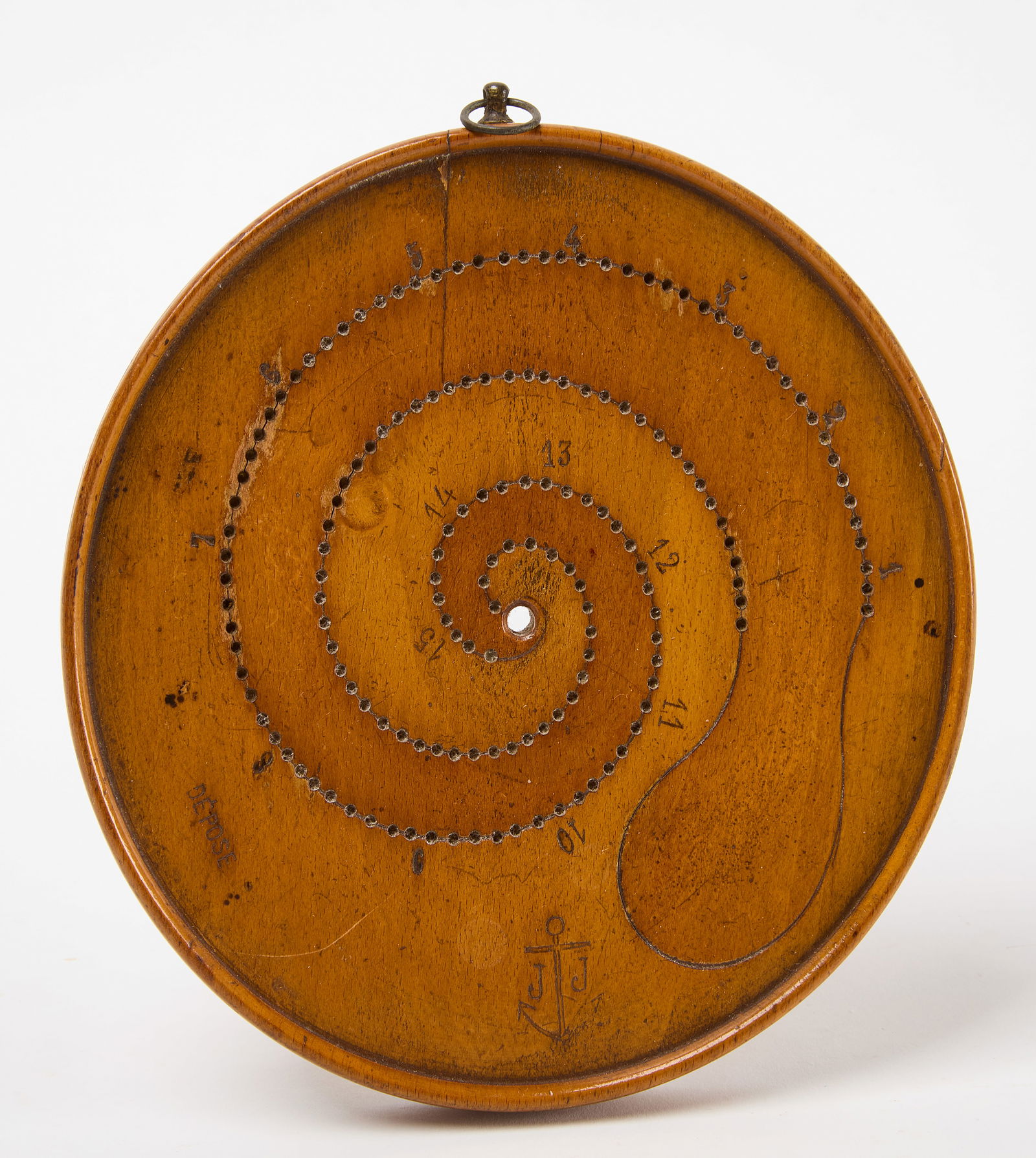 Unusual Oval Nautical Cribbage Board with Serpent (1 of 4)