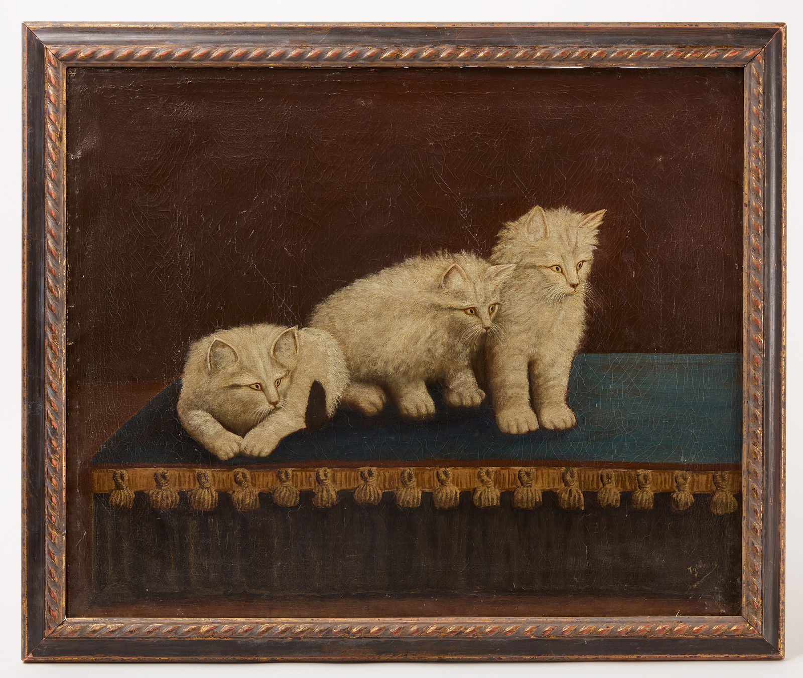 Folk Art Painting of Three White Cats (1 of 3)
