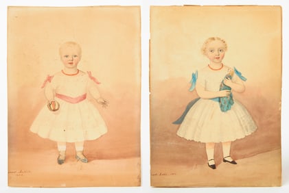 Pair of Watercolor Child Portraits