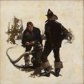 Illustration Artwork Painting - Two Firemen at Work