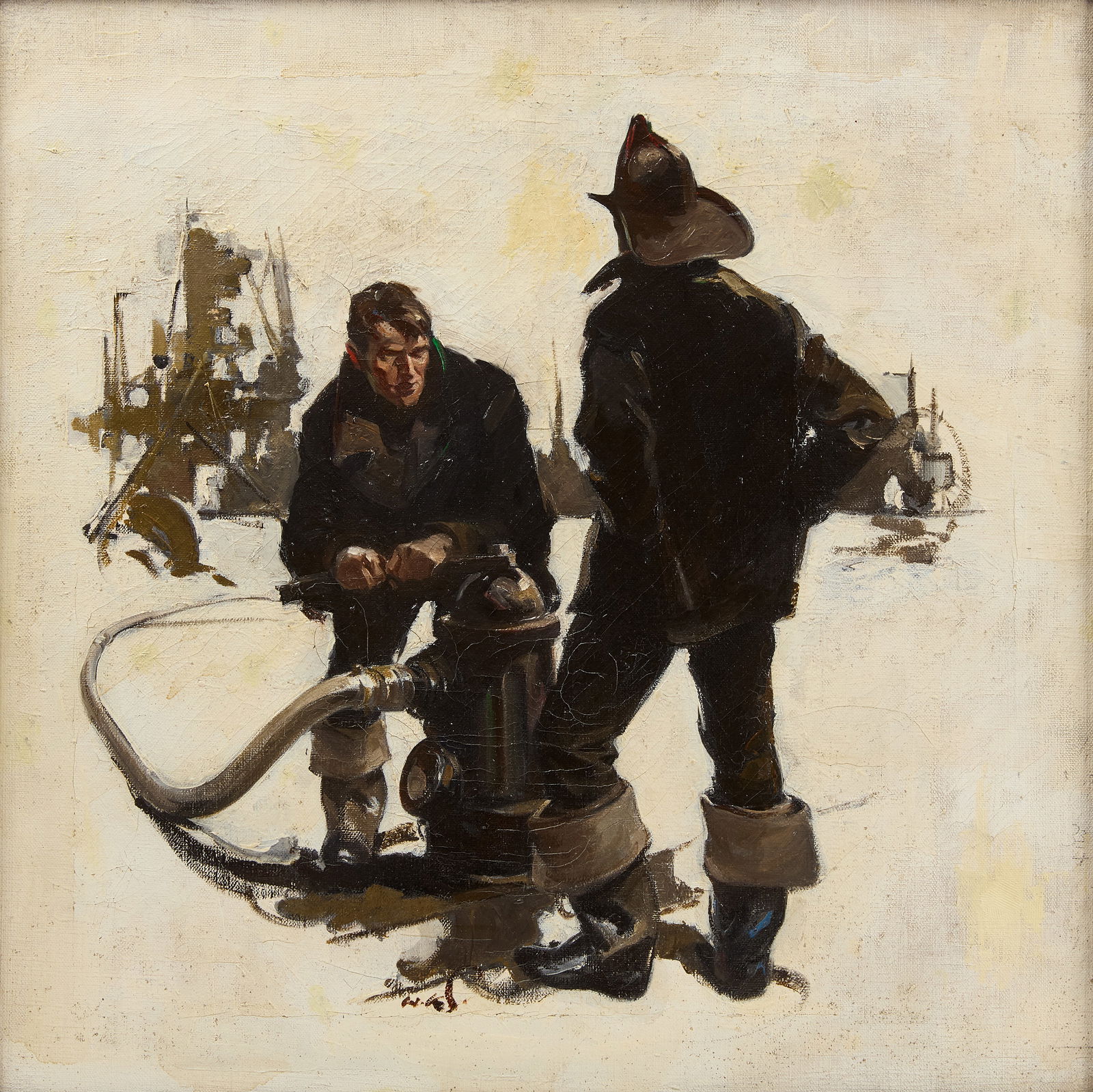 Illustration Artwork Painting - Two Firemen at Work (1 of 3)