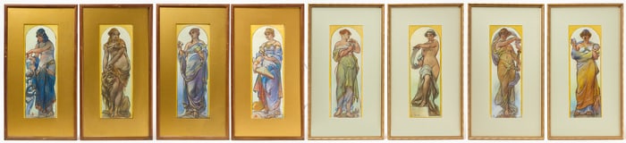 W. Shirlaw  - Congressional Mural Pastels - Eight Muses of the Sciences