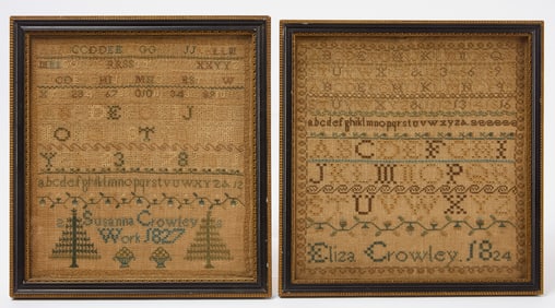 Pair of Needlework Samplers - Crowley Sisters