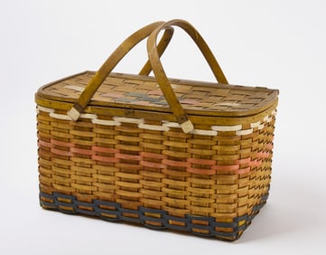 Large Painted Picnic Basket