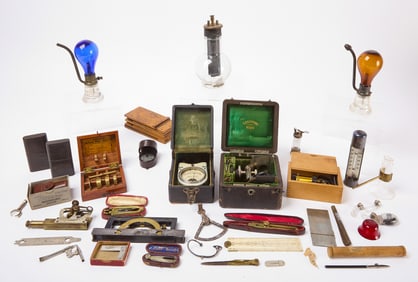 Large Group of Various Antique Scientific Tools, Scopes, Measuring