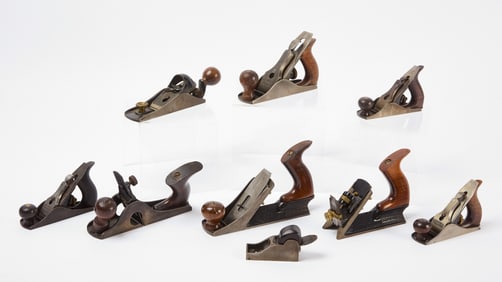 Group of Nine Stanley Wood Planes