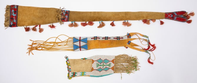 Two Native American Beaded Pipe Bag and Gun Case