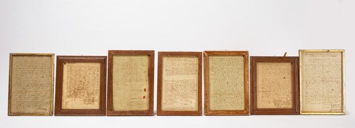 Seven Framed 18th Century Documents From Barnstable Massachusetts