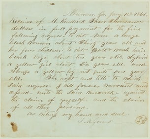 Newnan Georgia Slave Trade Document - 1860