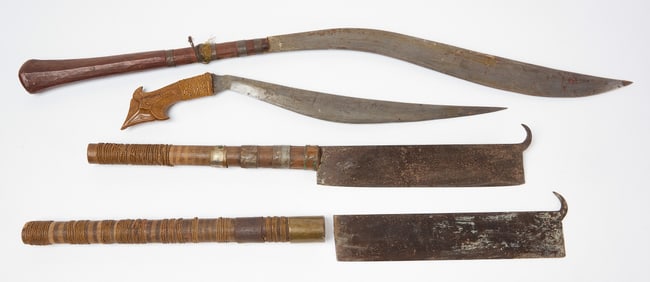 Filipino Moro Sword and Two Island Knives