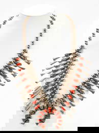 Red Coral Squash Blossom Necklace