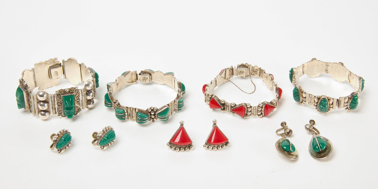 Group of Taxco Sterling Bracelets and Earrings (1 of 4)
