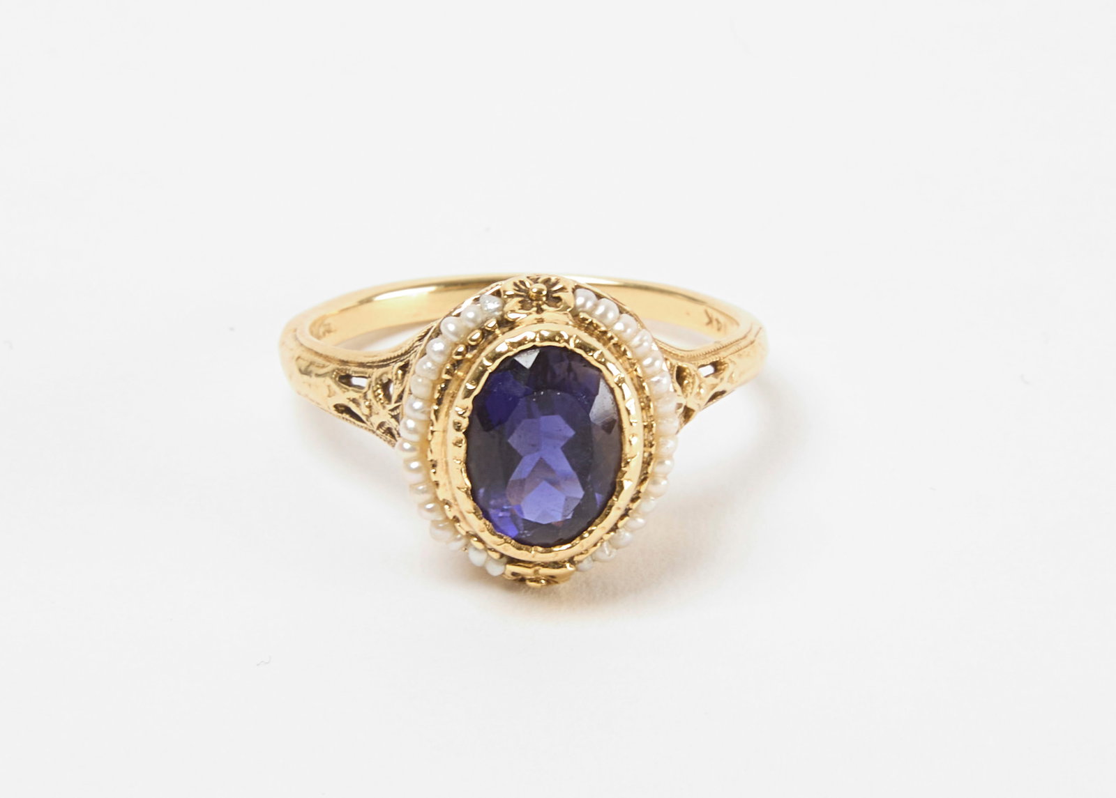 Victorian 14k Amethyst and Seed Pearl Ring (1 of 4)