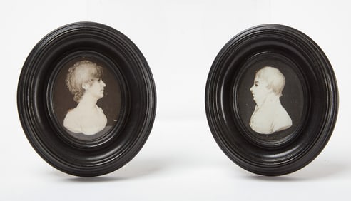 Samuel Andrews (1767-1807)- Pair of Sepia en Grisaille Profile Miniatures
