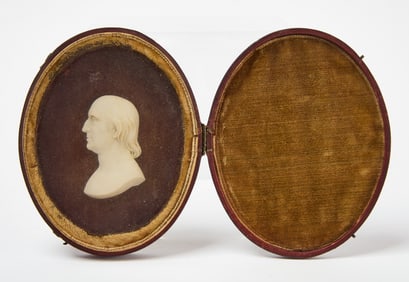 Robert Ball Hughes (1806-1868)- A Very Rare Wax Bust Miniature Portrait of William Rotch, Sr.