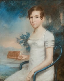 Portrait of a Young Woman in a Blue Chair