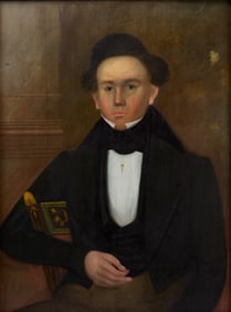 Aaron Dean Fletcher (1817-1902)- Folk Art Portrait of a Gentleman