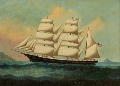 Painting of the American Barque Miriam off Hong Kong