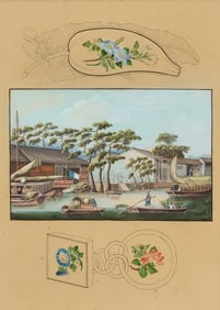 Tinqua (1809-1870)- China Trade River Scene Near Canton