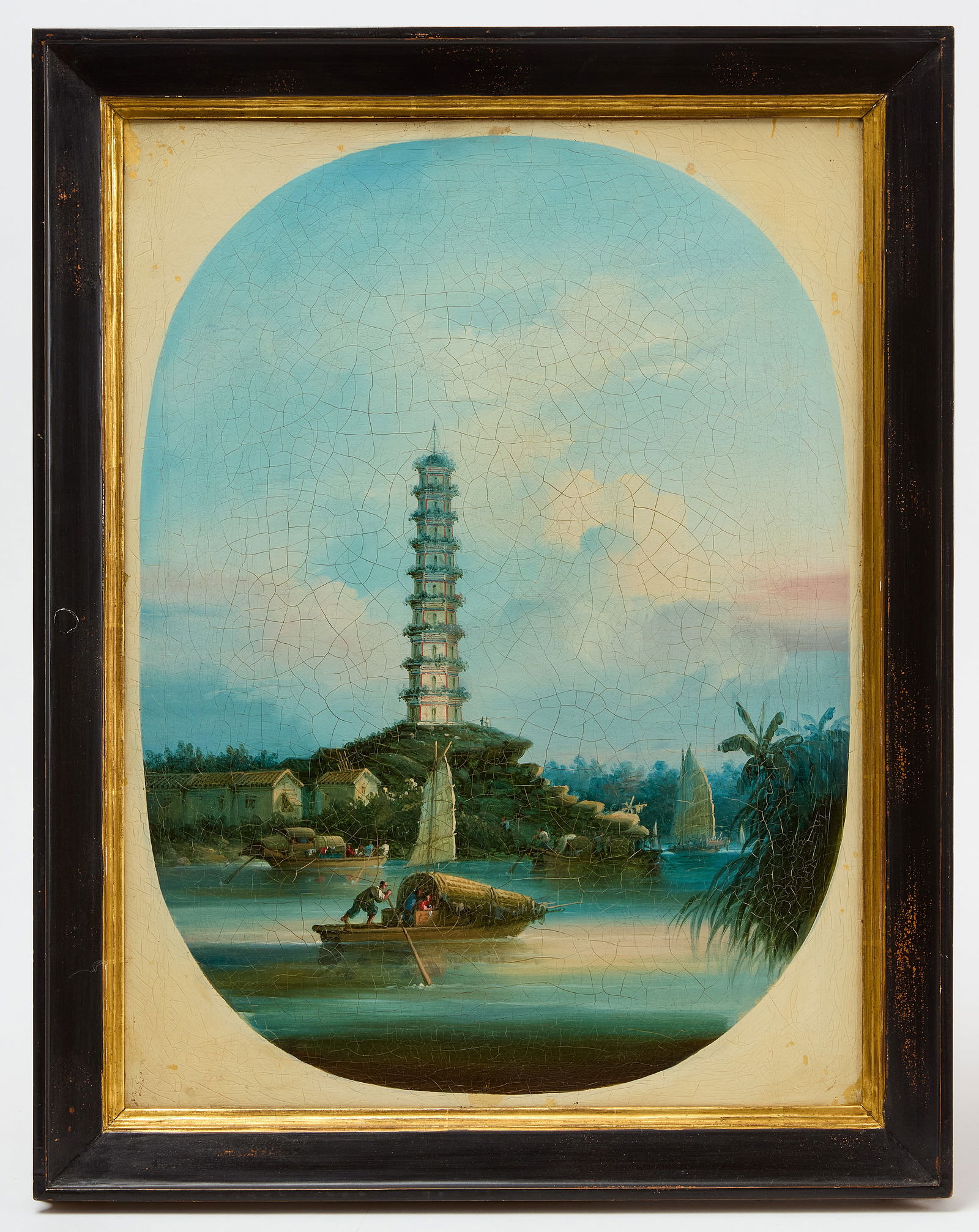 Namcheong (fl. 1840-1870)- A Nine-Stage Pagoda on the Pearl River Near Canton (1 of 4)