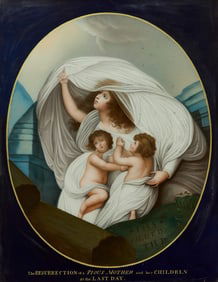 Rare Large Reverse Glass Painting- The Resurrection of a Pious Family