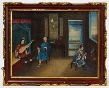 Genre Painting of Chinese Official’s Family at Leisure