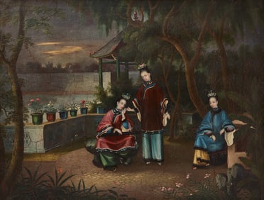 Genre Painting of an Idealized Chinese Domestic Scene