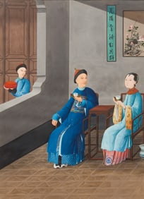Large Meticulous Interior Scene of Mandarin Domestic Life